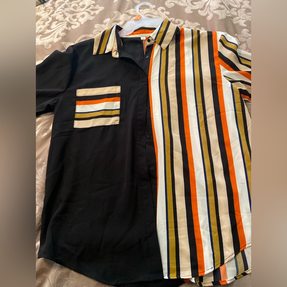 Black/multicolor top, new and never worn size large